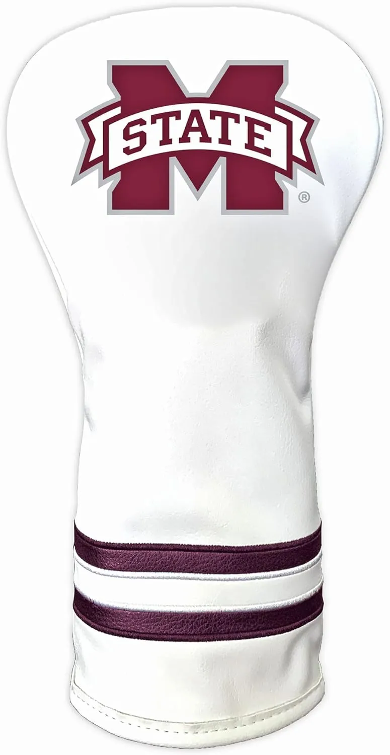 TEAM GOLF NCAA White Vintage Driver Golf Club Headcover, Form Fitting Design, Retro Design