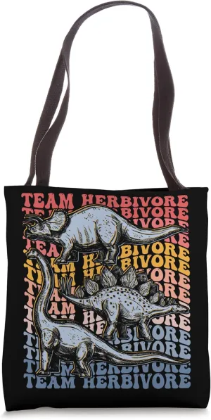 Team Herbivore Groovy Team Herbivore Vegetarian Dinosaur Tote Bag