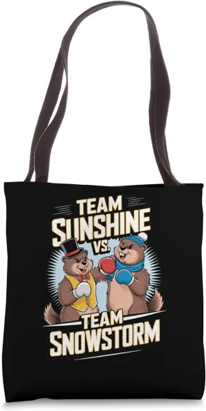 Team Sunshine vs Team Snowstorm Funny Funny Winter Tote Bag