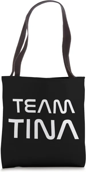 Team Tina Modern Futuristic White Font Tote Bag