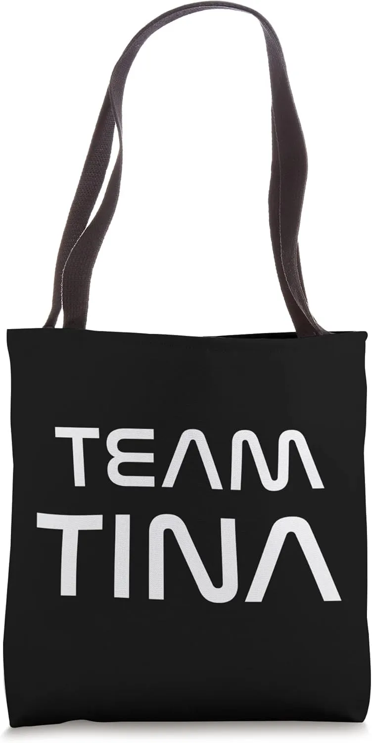 Team Tina Modern Futuristic White Font Tote Bag