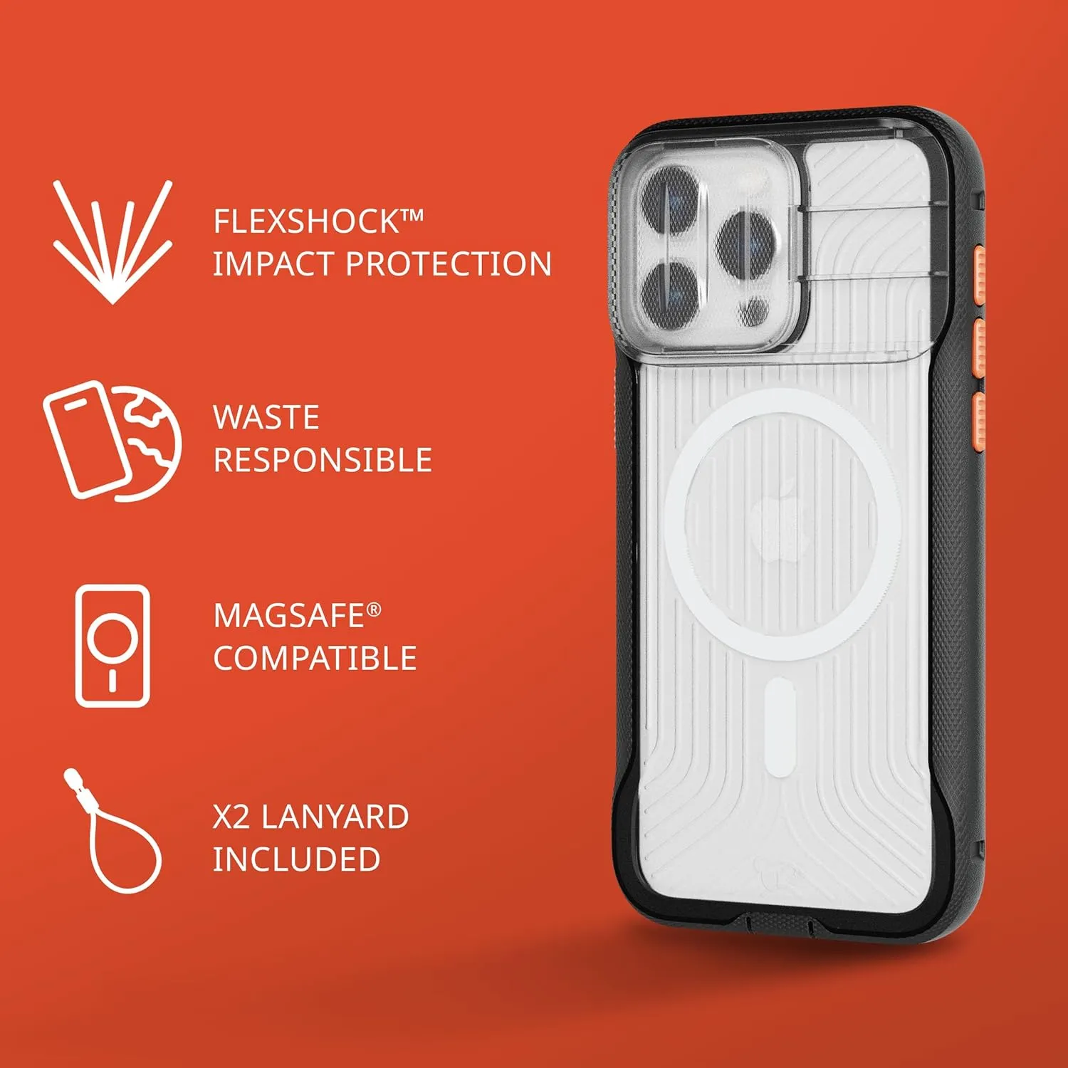 Tech21 Evo Max case for iPhone 15 Pro Max - Compatible with MagSafe - Impact Protection Case - Lanyards Included - Active Black