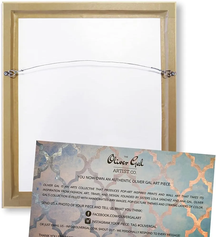 The Oliver Gal Artist Co. Fashion and Glam Framed Wall Art Canvas Prints 'No1 Bag' Handbags Home Décor, 45" x 30", Gold, White