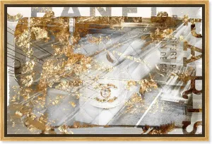 The Oliver Gal Artist Co. Fashion and Glam Framed Wall Art Canvas Prints 'No1 Bag' Handbags Home Décor, 45" x 30", Gold, White