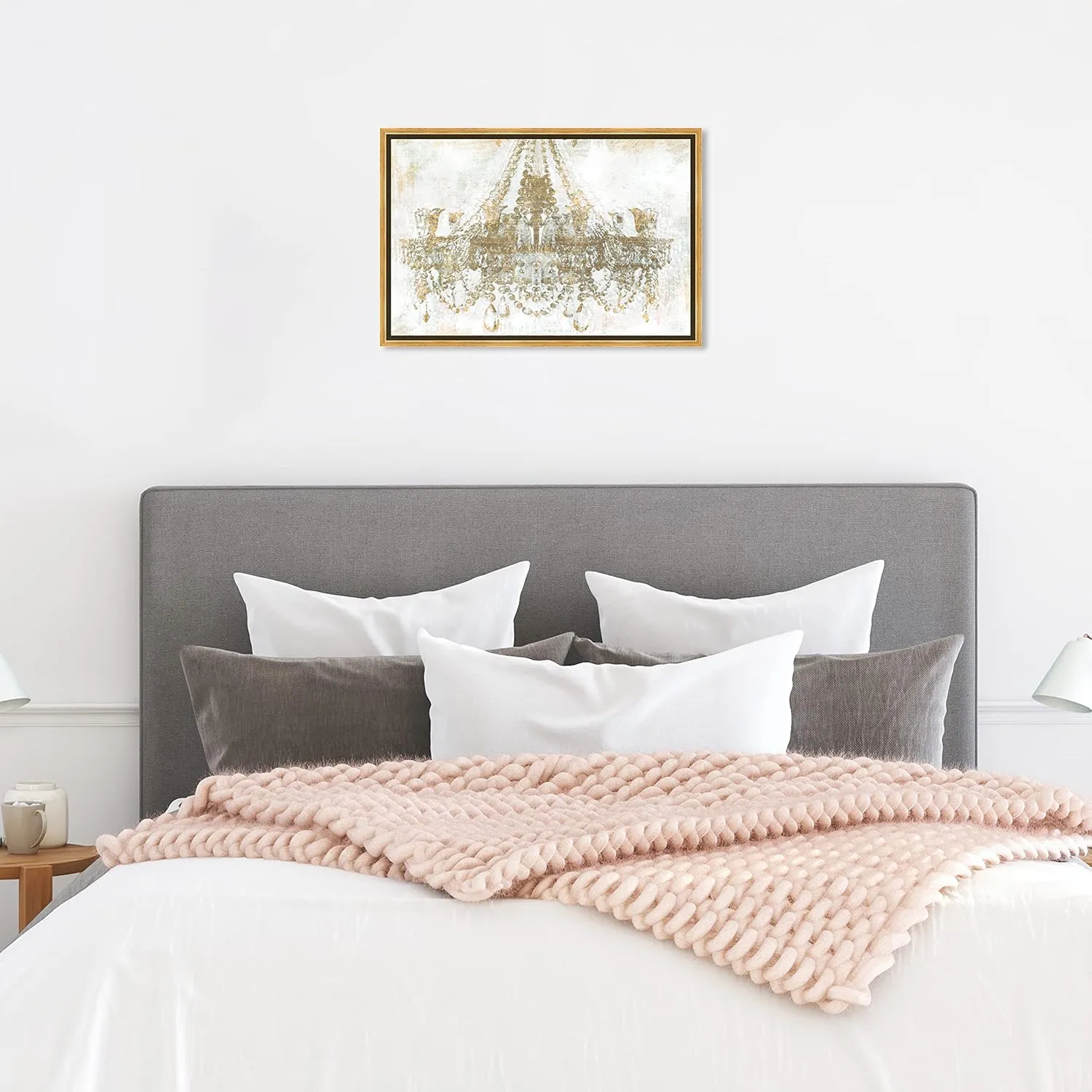 The Oliver Gal Artist Co. Gold Diamonds' Framed Fashion Wall Decor, 24" x 16", White
