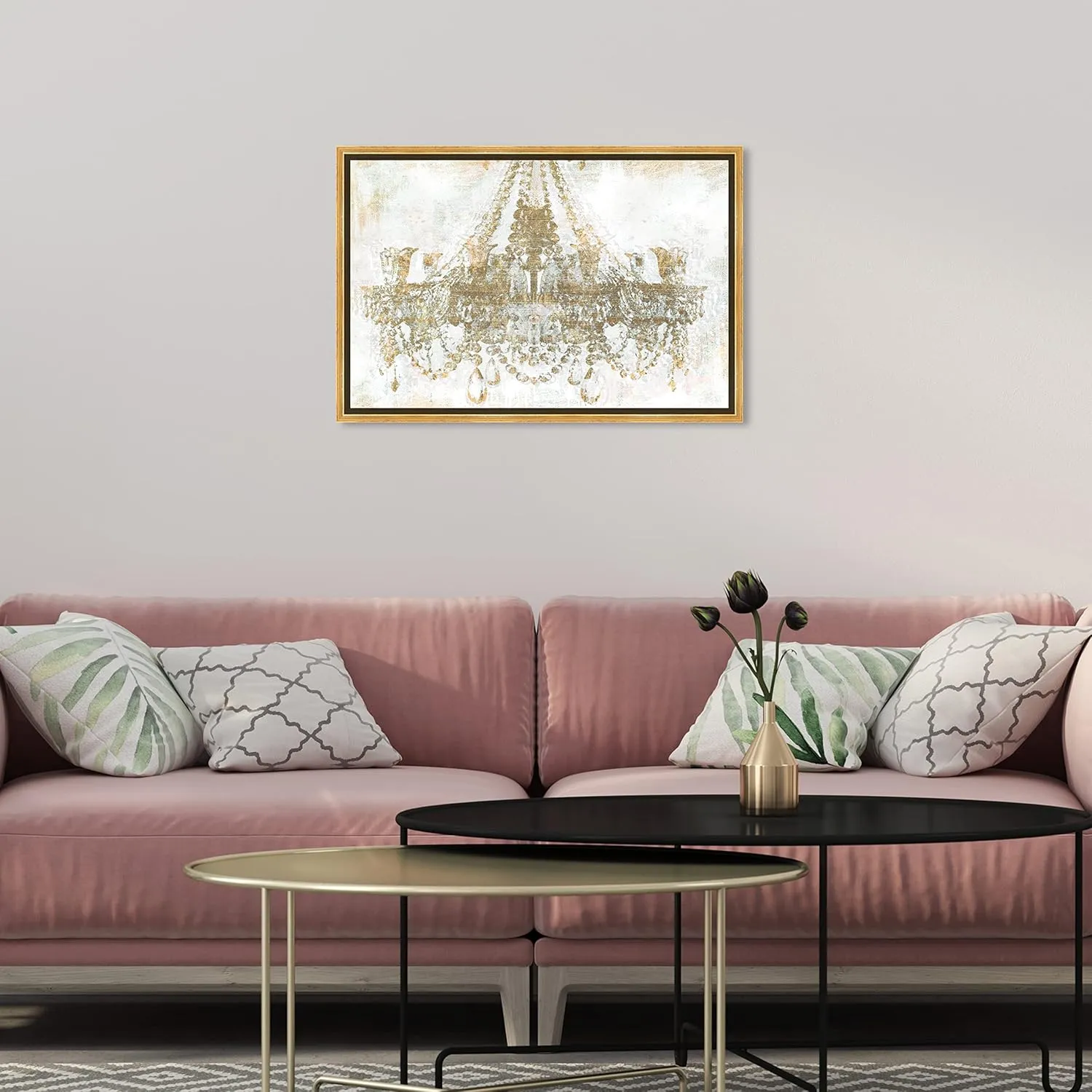The Oliver Gal Artist Co. Gold Diamonds' Framed Fashion Wall Decor, 24" x 16", White