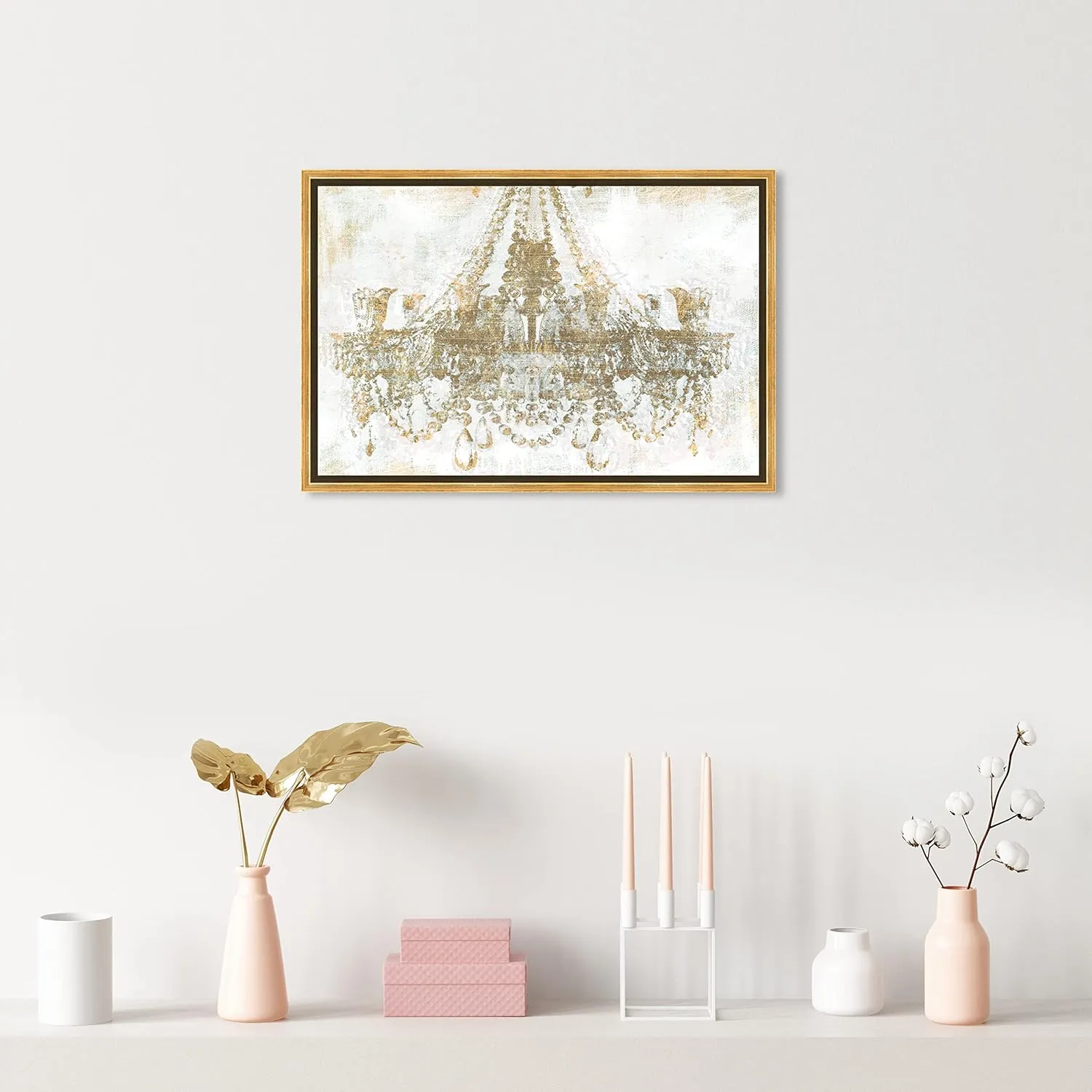 The Oliver Gal Artist Co. Gold Diamonds' Framed Fashion Wall Decor, 24" x 16", White