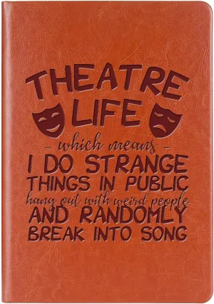 Theatre Life Leather Journal Notebook Theater Life Gifts Comedy Tragedy Mask Theatre Drama Bag Drama Actor Actress Gifts (Theatre Life)