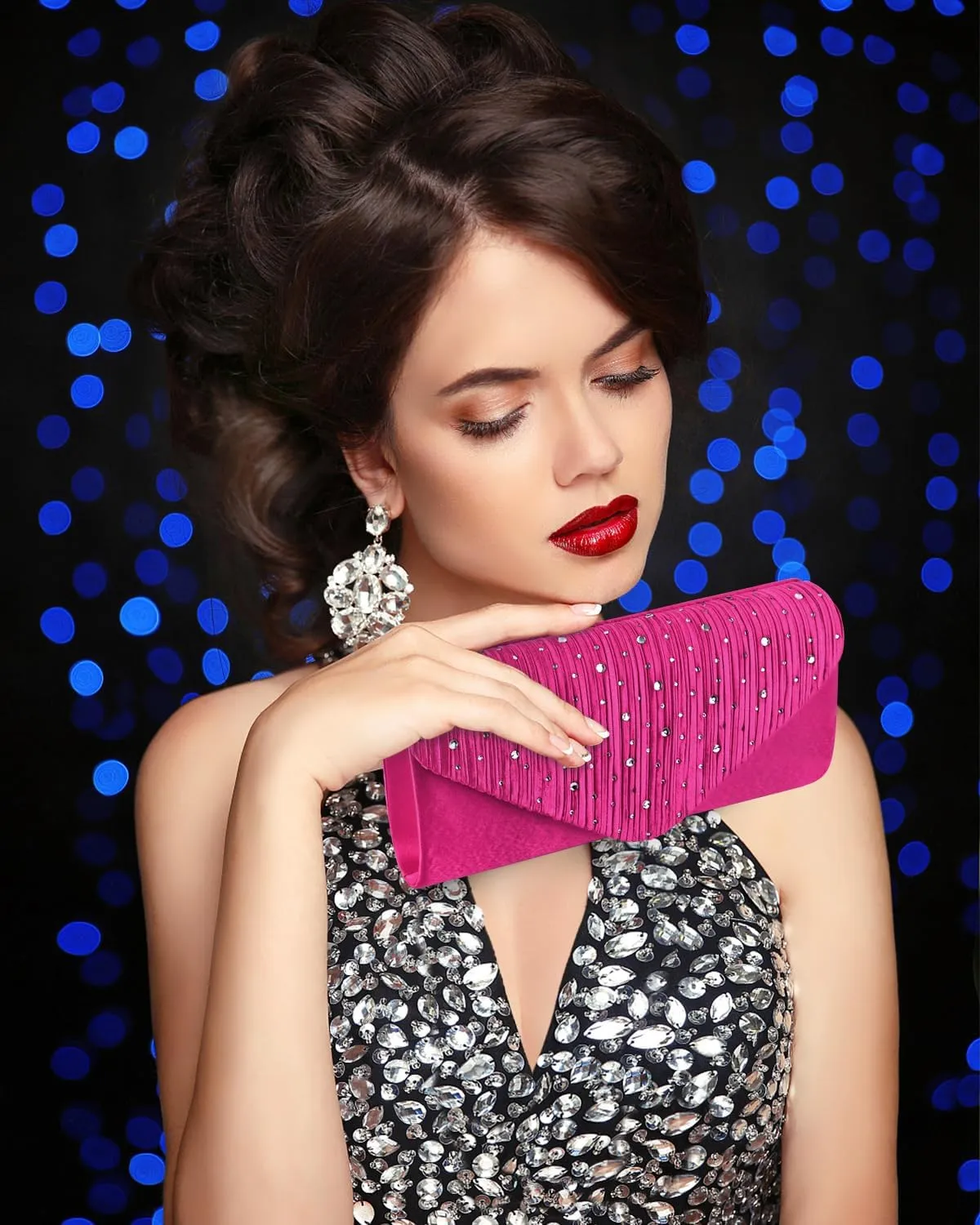 TINDTOP Evening Clutch Purses for Women Handbags for Formal Wedding Party Cocktail Prom Crossbody Shoulder Envelope Bag