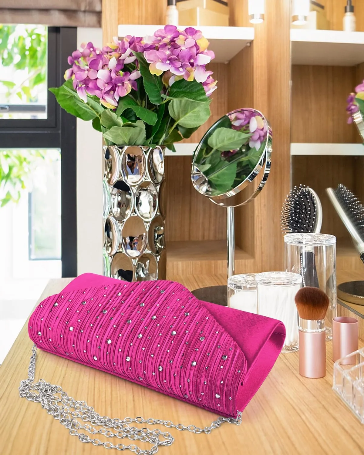 TINDTOP Evening Clutch Purses for Women Handbags for Formal Wedding Party Cocktail Prom Crossbody Shoulder Envelope Bag