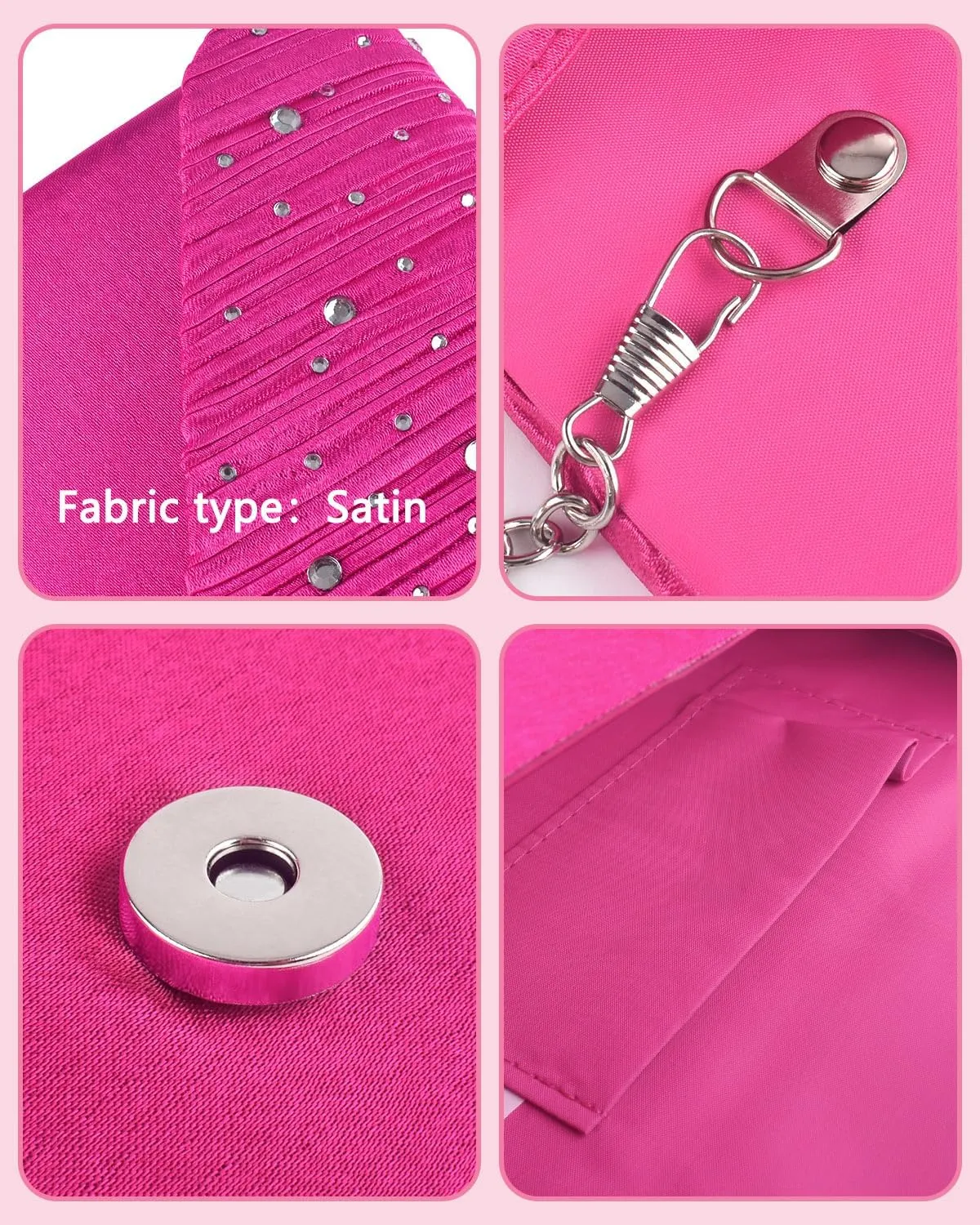 TINDTOP Evening Clutch Purses for Women Handbags for Formal Wedding Party Cocktail Prom Crossbody Shoulder Envelope Bag