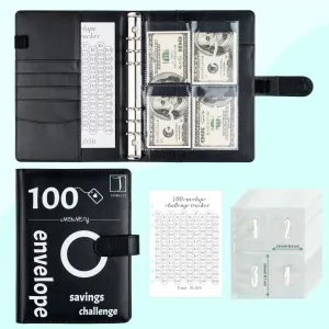 Tombell 100 Envelopes Challenge Binder, A5 Money Saving Planner Budget Binder with Cash Envelopes and Laminated Tracker, Saving Challenge Book and Budget Book to Save $5,050 in Easy and Fun Way