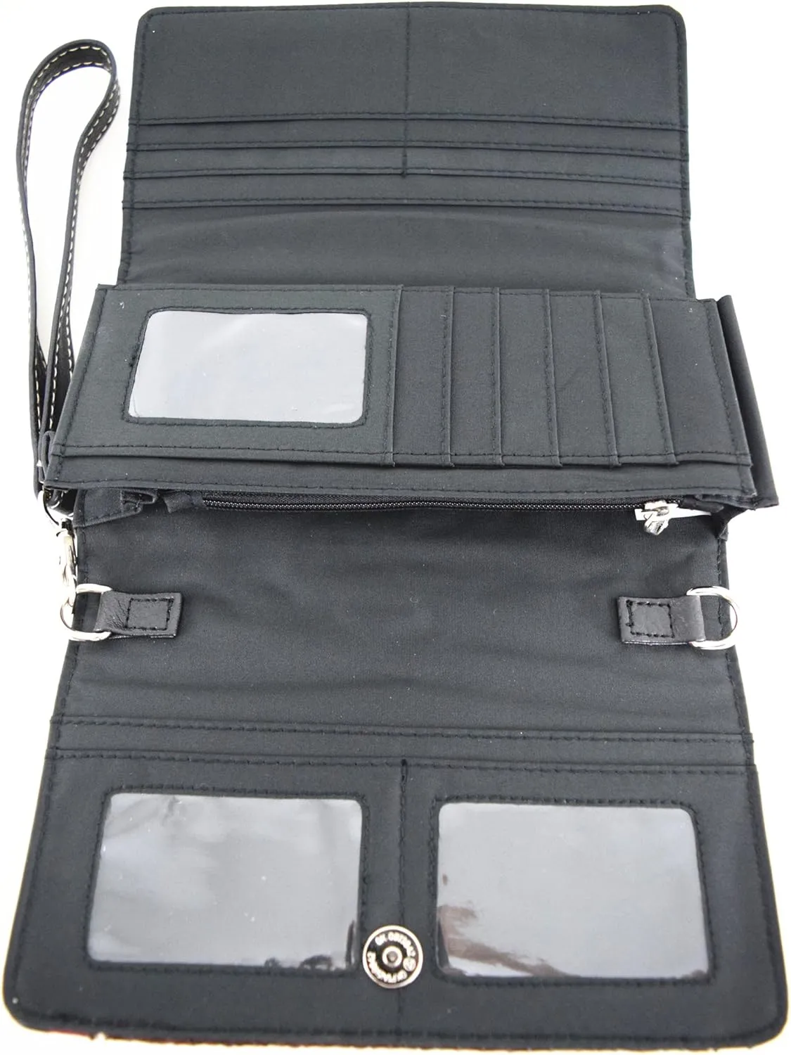 Tooled Leather Laser Cut Cross Western Purse Single Shoulder Bag Clutch Women Blocking Wristlets Wallet