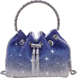 TOPALL Upgrade Rhinestone Evening Bag Bling Purse Sparkly Diamond Silver Clutch Purses for Women Party Club Wedding Prom