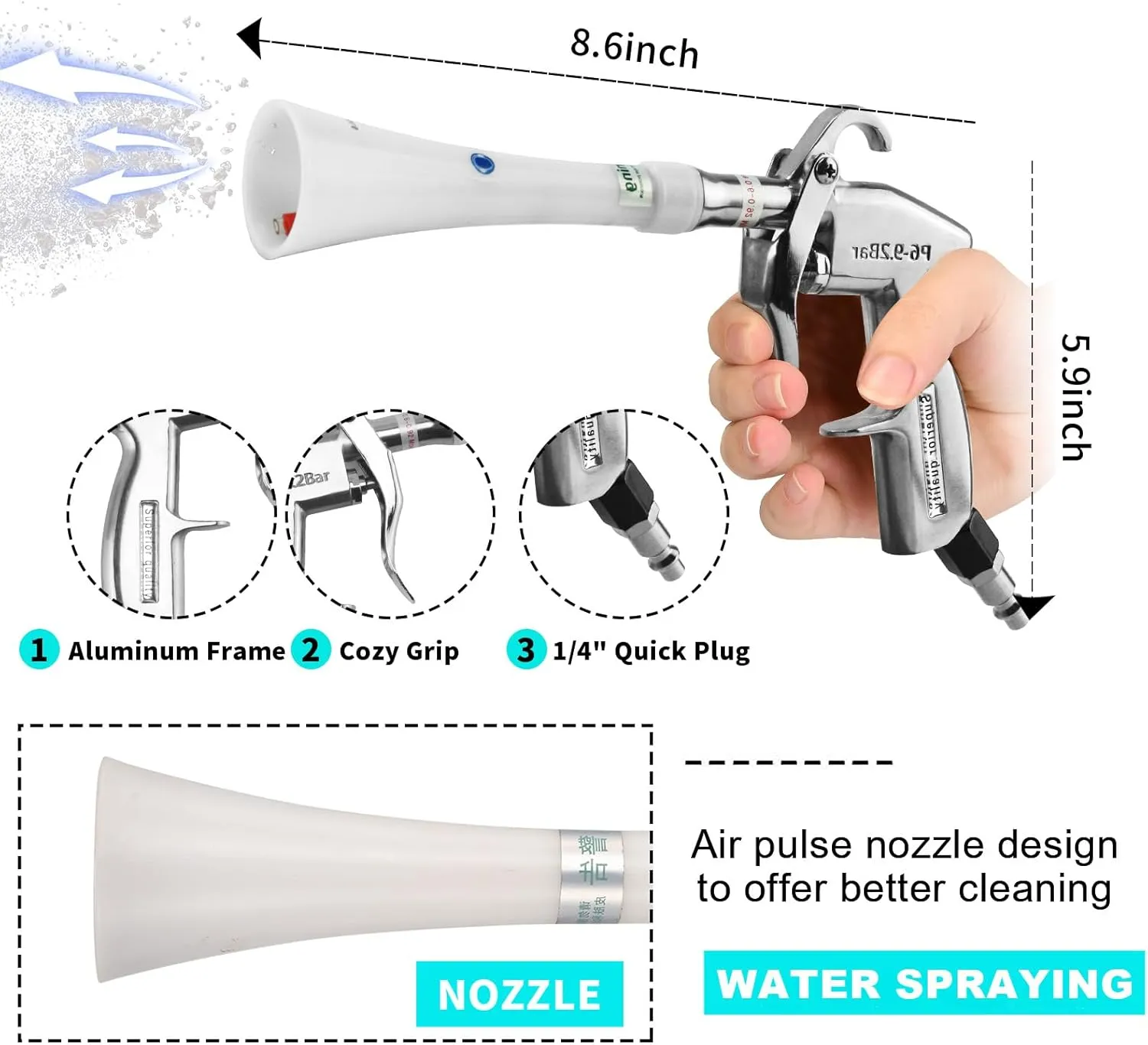Tornado Dry Cleaning Gun Detailing Interior Dryer Air Blow Gun,Car Detailing Kit Interior Cleaner,Car Detailing Tools for Car Quickly Blasts Dirt and Dust Works with Air Compressor