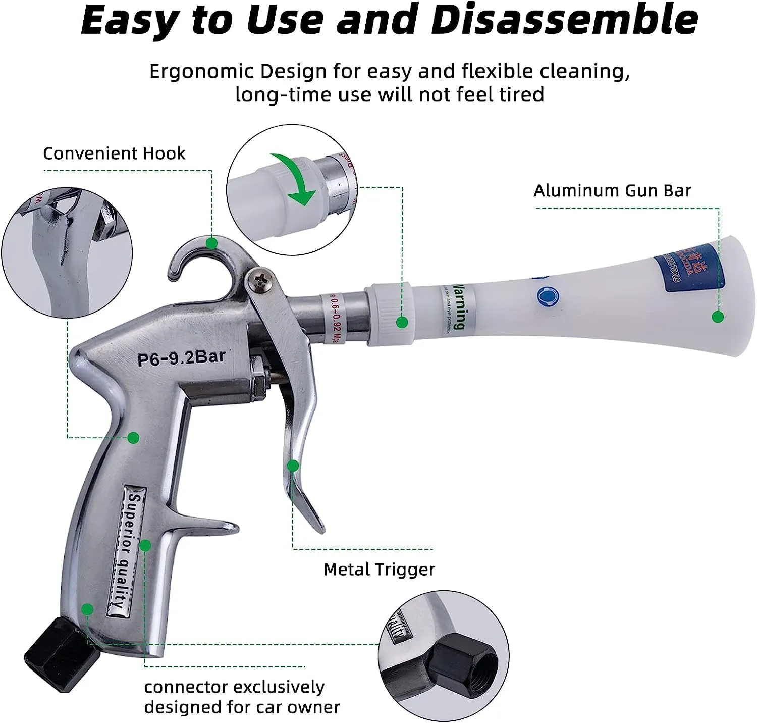 Tornado Dry Cleaning Gun Detailing Interior Dryer Air Blow Gun,Car Detailing Kit Interior Cleaner,Car Detailing Tools for Car Quickly Blasts Dirt and Dust Works with Air Compressor
