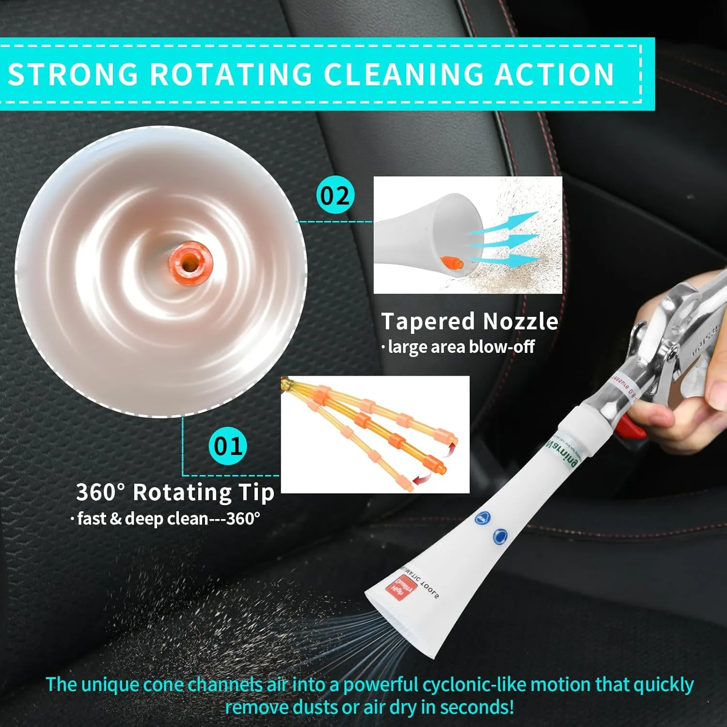 Tornado Dry Cleaning Gun Detailing Interior Dryer Air Blow Gun,Car Detailing Kit Interior Cleaner,Car Detailing Tools for Car Quickly Blasts Dirt and Dust Works with Air Compressor