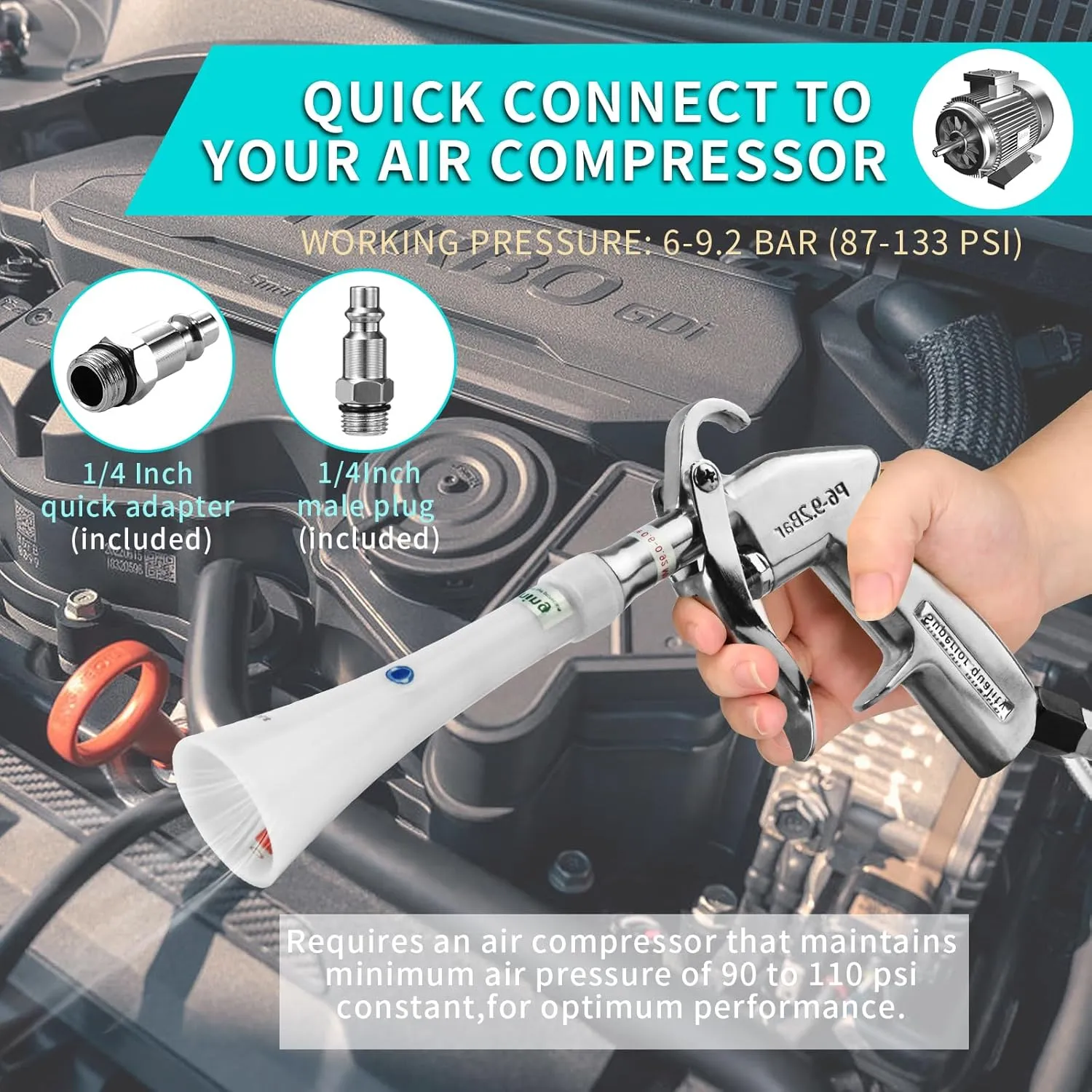Tornado Dry Cleaning Gun Detailing Interior Dryer Air Blow Gun,Car Detailing Kit Interior Cleaner,Car Detailing Tools for Car Quickly Blasts Dirt and Dust Works with Air Compressor