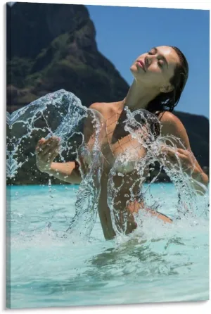 TOYOCC Alexis Ren Sexy Female Model Bikini Portrait Aesthetic Poster (3) Canvas Poster Wall Art Decor Print Picture Paintings for Living Room Bedroom Decoration Frame-style 16x24inch(40x60cm)