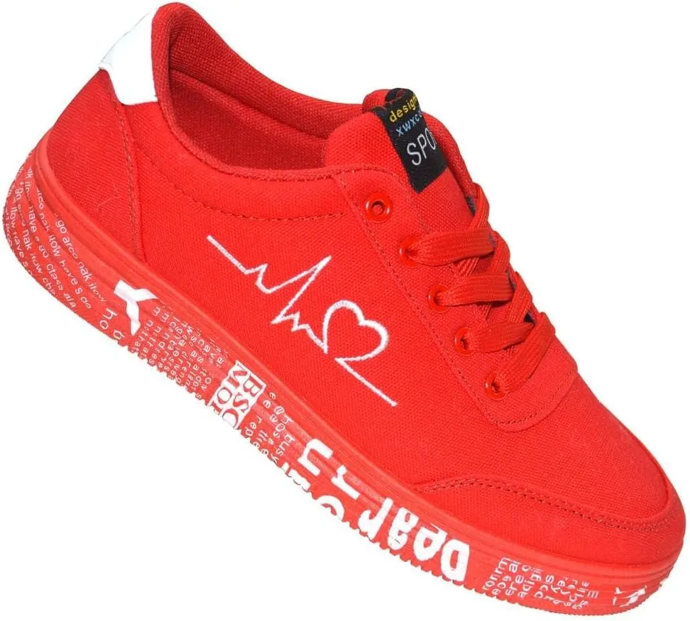 TPbaeke Women Letter Graphic Lace-Up Front Canvas, Women's Low Top Shoes | Wide Athletic Tennis Sneakers with Rubber Outsole(Soft and Breathable)