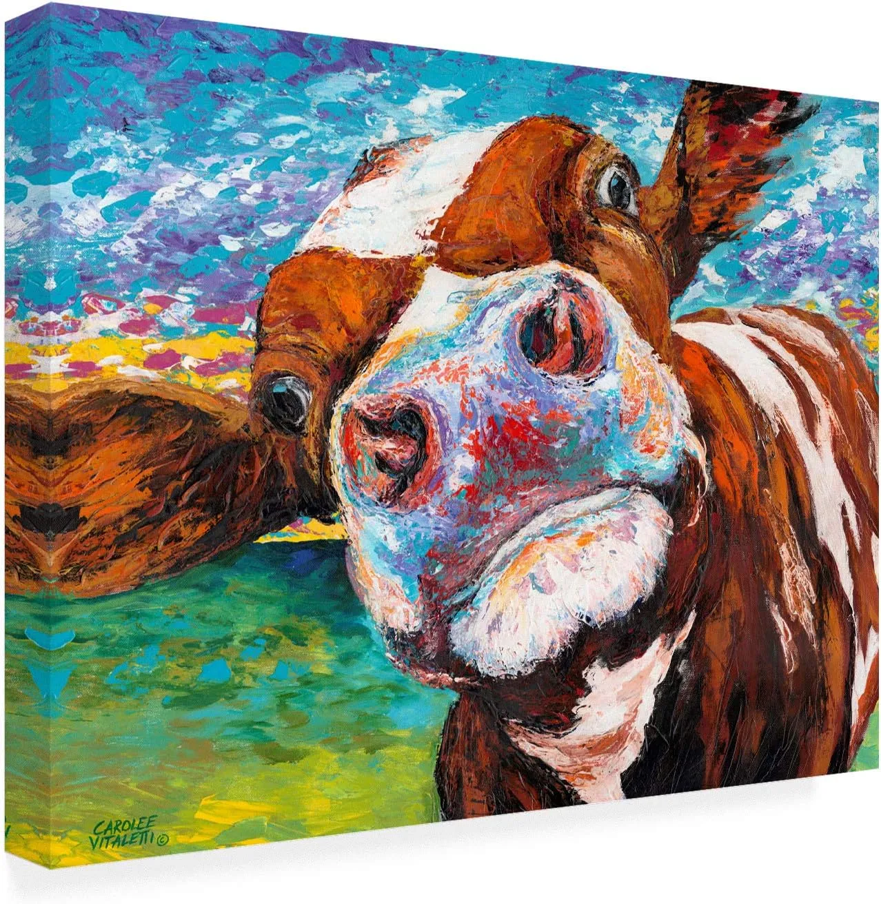 Trademark Fine Art ' Curious Cow I ' Canvas Art by Carolee Vitaletti 24x32