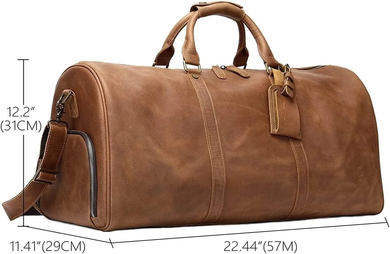 Travel Duffle with Shoes Pouch, Leather Weekender Overnight Bag Luggage Shoulder Crossbody Handbag Gym Sports Bag Sports Overnight Gym Luggage Weekend To