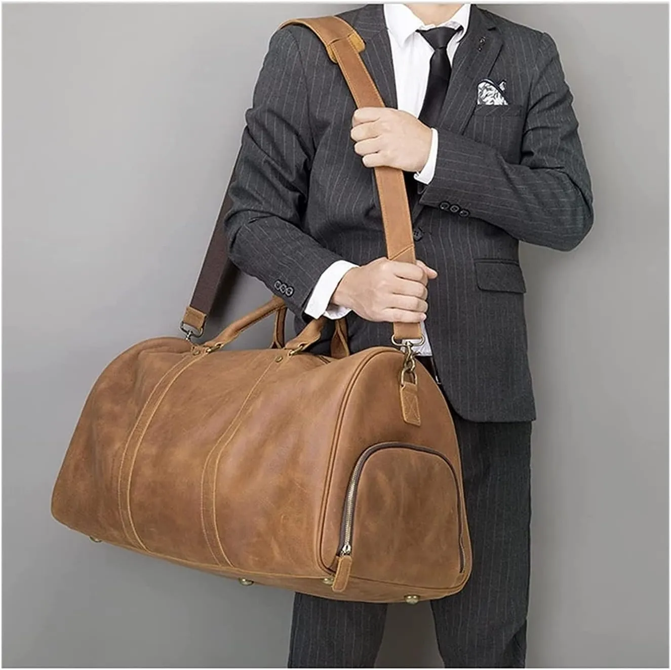 Travel Duffle with Shoes Pouch, Leather Weekender Overnight Bag Luggage Shoulder Crossbody Handbag Gym Sports Bag Sports Overnight Gym Luggage Weekend To