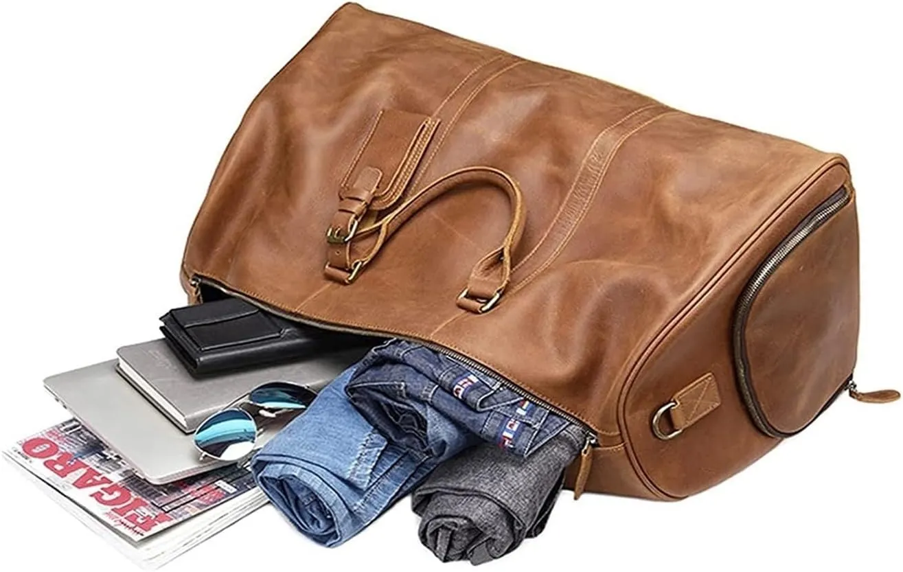 Travel Duffle with Shoes Pouch, Leather Weekender Overnight Bag Luggage Shoulder Crossbody Handbag Gym Sports Bag Sports Overnight Gym Luggage Weekend To