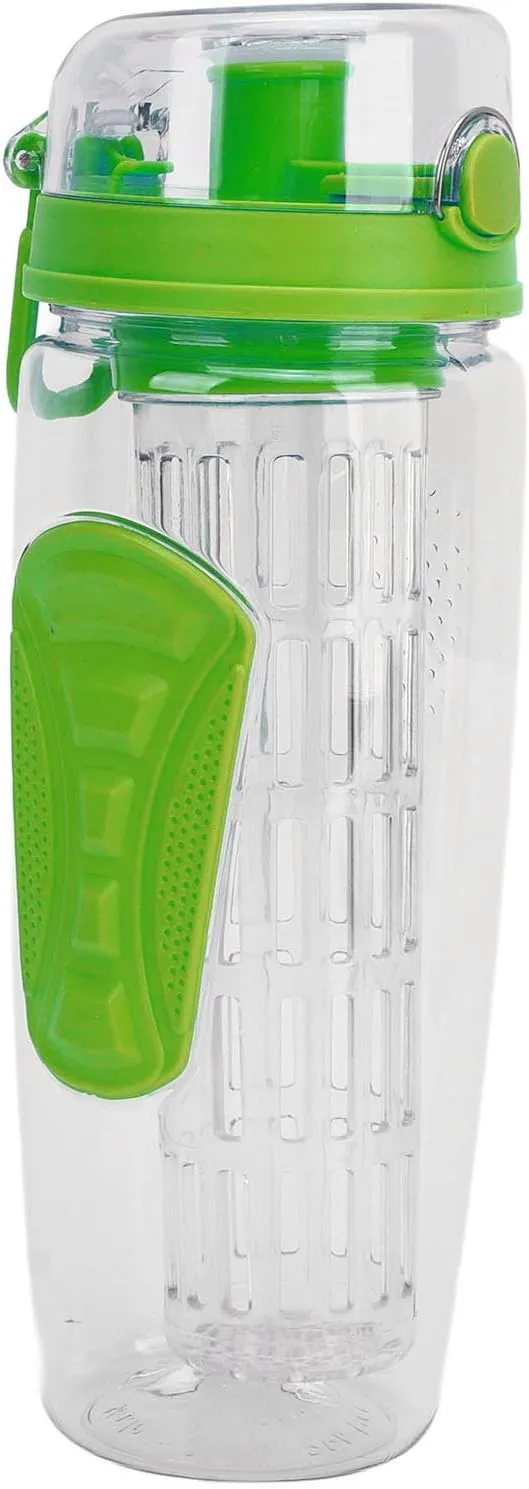 Travel Fruit Infuser Water Bottle, Reusable Fruit Infusion Sports Bottle Large Capacity for Hiking (Green)