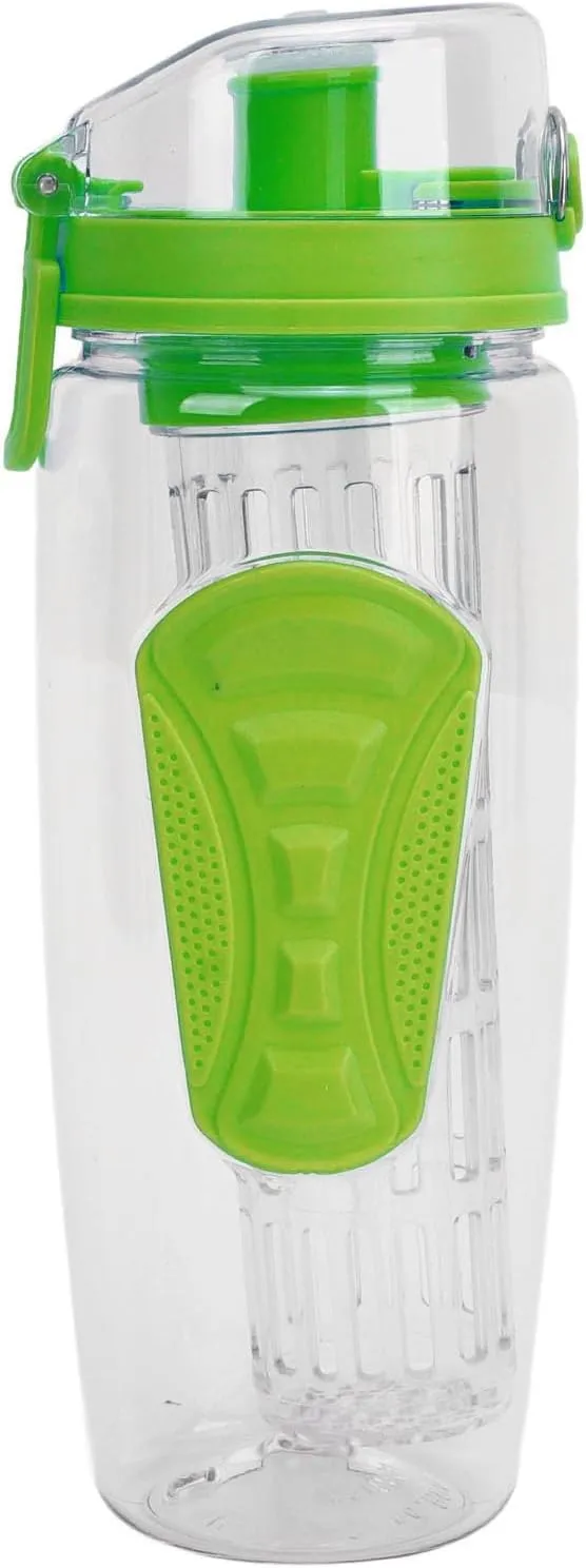 Travel Fruit Infuser Water Bottle, Reusable Fruit Infusion Sports Bottle Large Capacity for Hiking (Green)