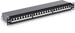 TRENDnet 24-Port Cat6A Shielded Patch Panel, 1U 19" Metal Housing, 10G Ready, Cat5e,Cat6,Cat6A Compatible, Cable Management, Color-Coded Labeling for T568A and T568B Wiring, Black, TC-P24C6AS