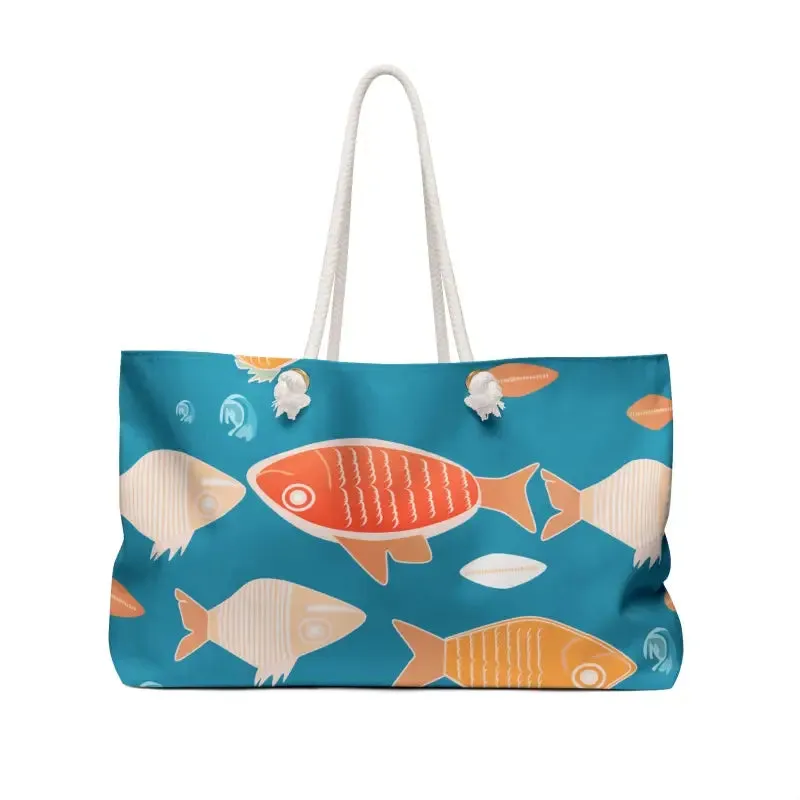Trendy Oversized Polyester Weekender Bag Water Pattern