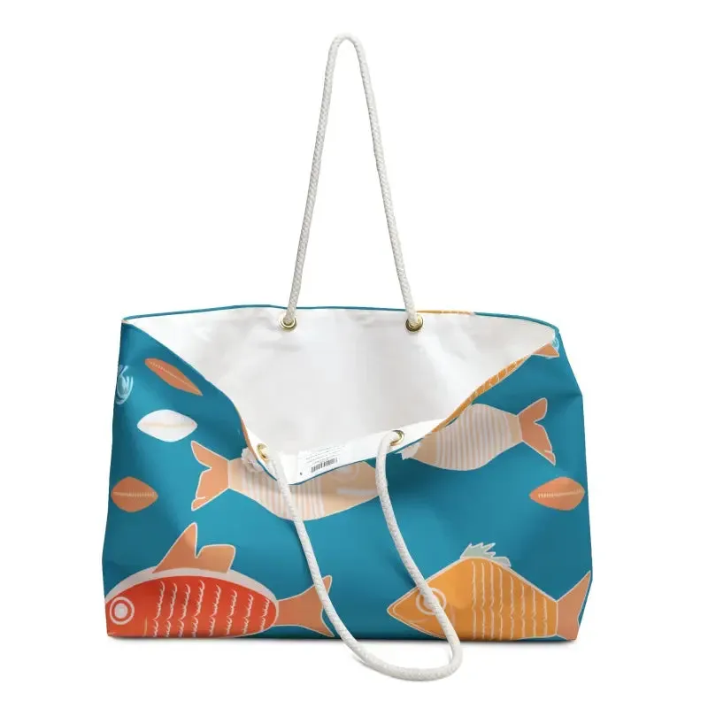 Trendy Oversized Polyester Weekender Bag Water Pattern