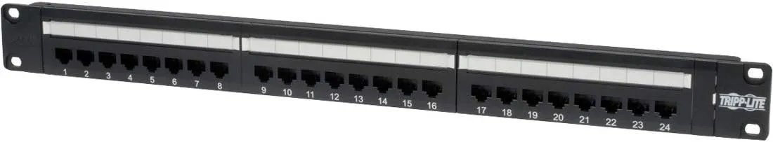 Tripp Lite 24-Port 1U Rackmount Cat6 110 Patch Panel 568B, RJ45 Ethernet(N252-024)