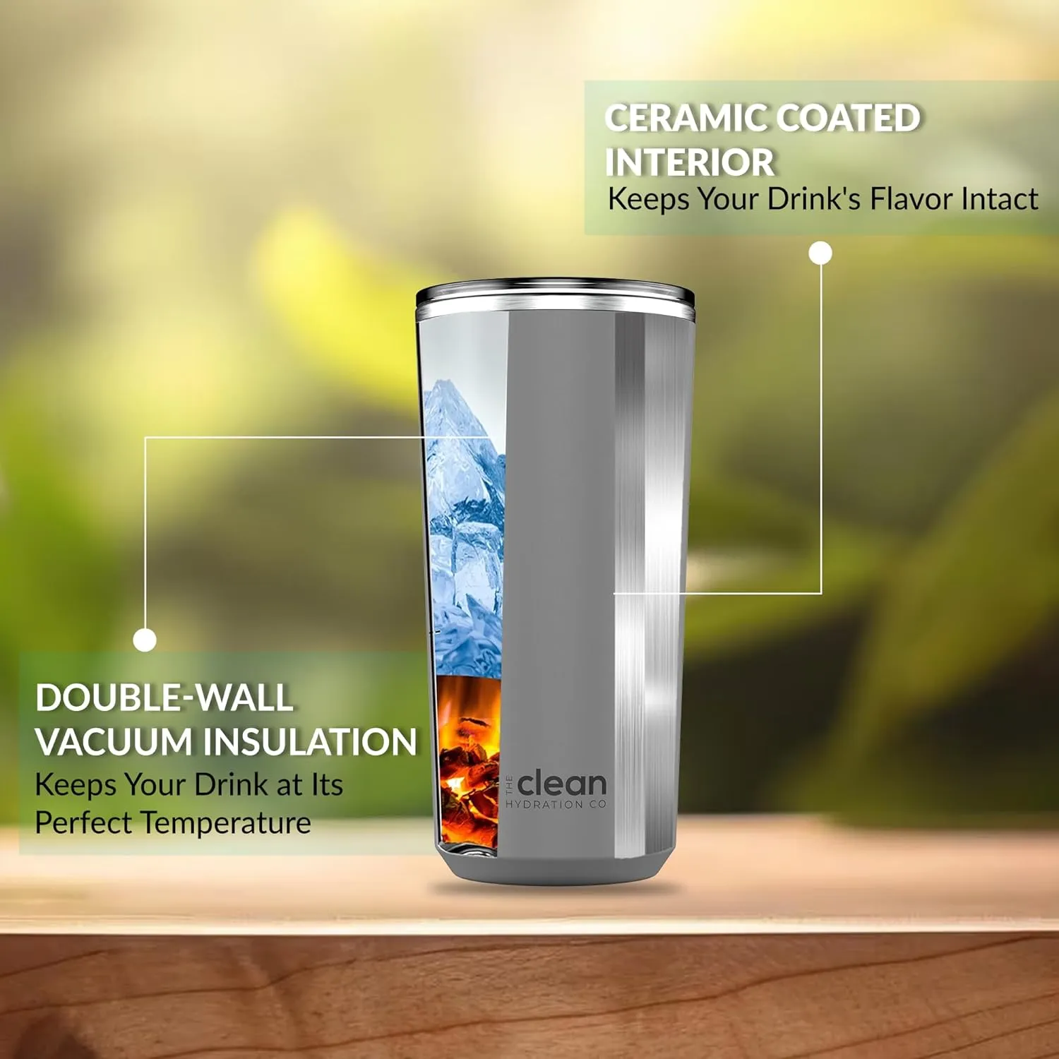 Tumbler Insulated with Lid, Double-Wall Vacuum, 20 Oz Travel, Office Tumbler, Hot & Cold Drinks, Ceramic Interior, Spill-Proof, BPA-Free, No Metal Taste