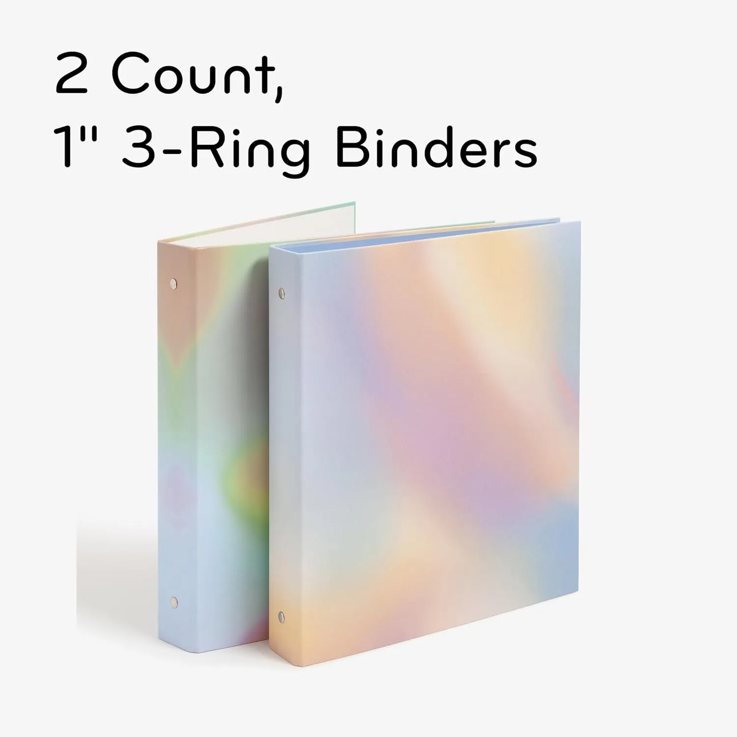 U Brands Eco-Conscious 1" Binders, Set of 2, Lucent Dreams Prints, Silver Metal O-Rings