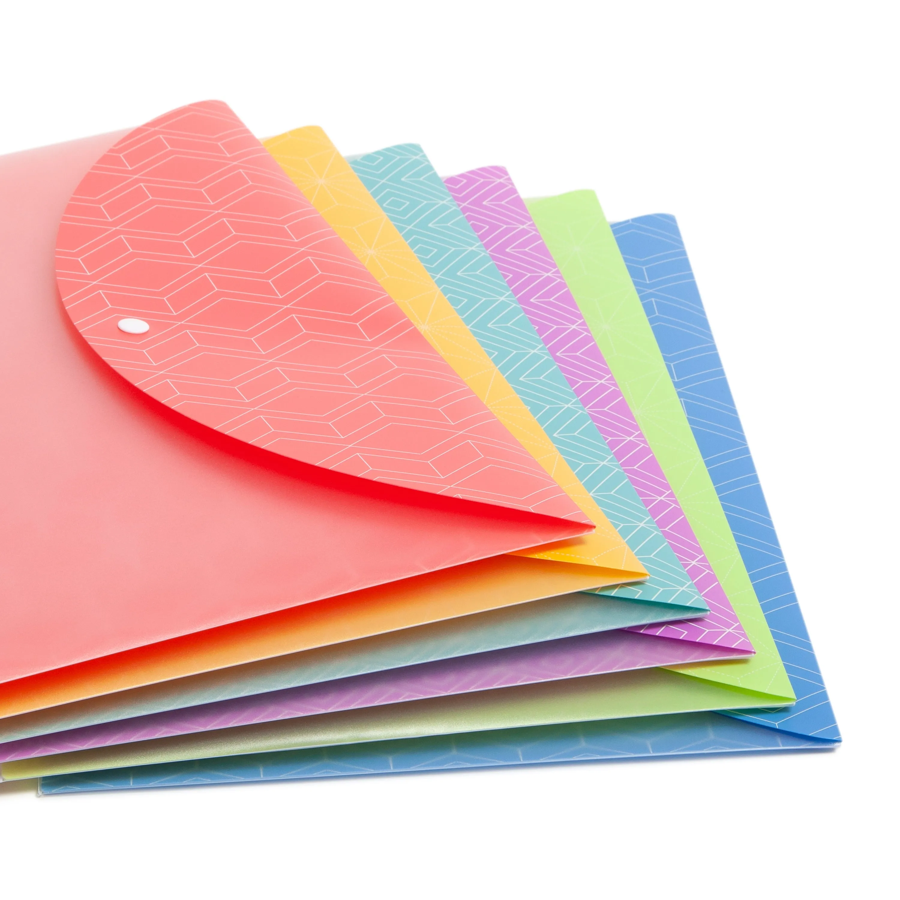 U Brands Single Pocket Poly Document Holders, 6 Count, Snap Closure, M