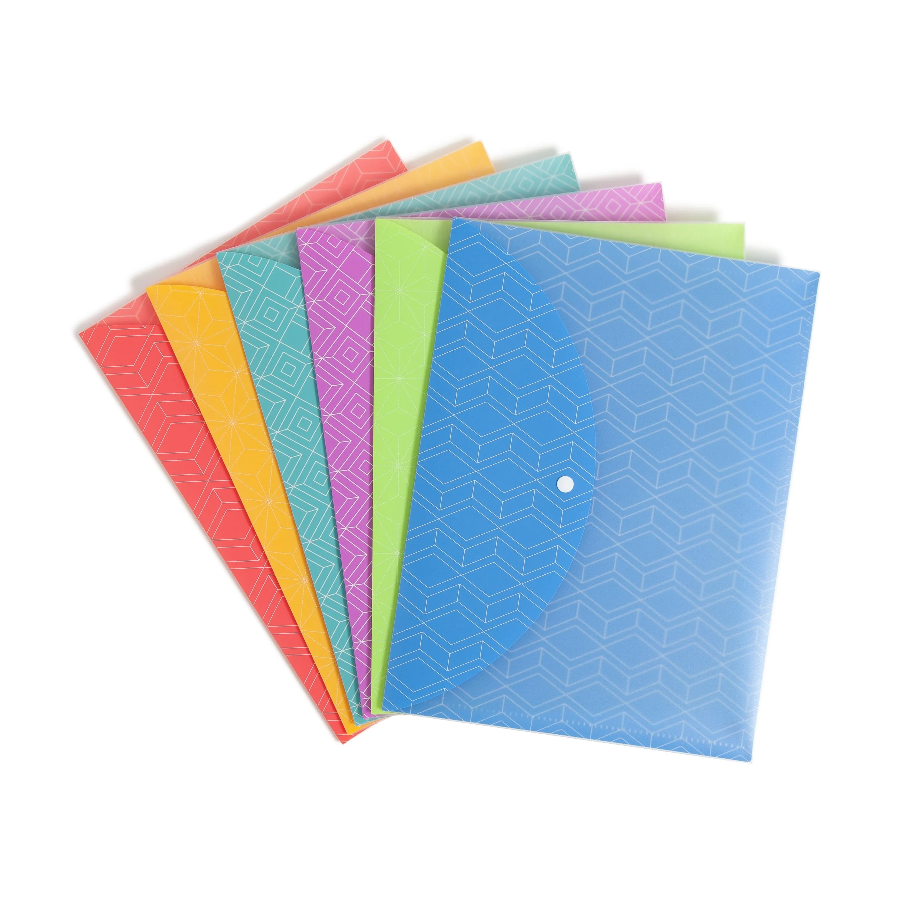 U Brands Single Pocket Poly Document Holders, 6 Count, Snap Closure, M