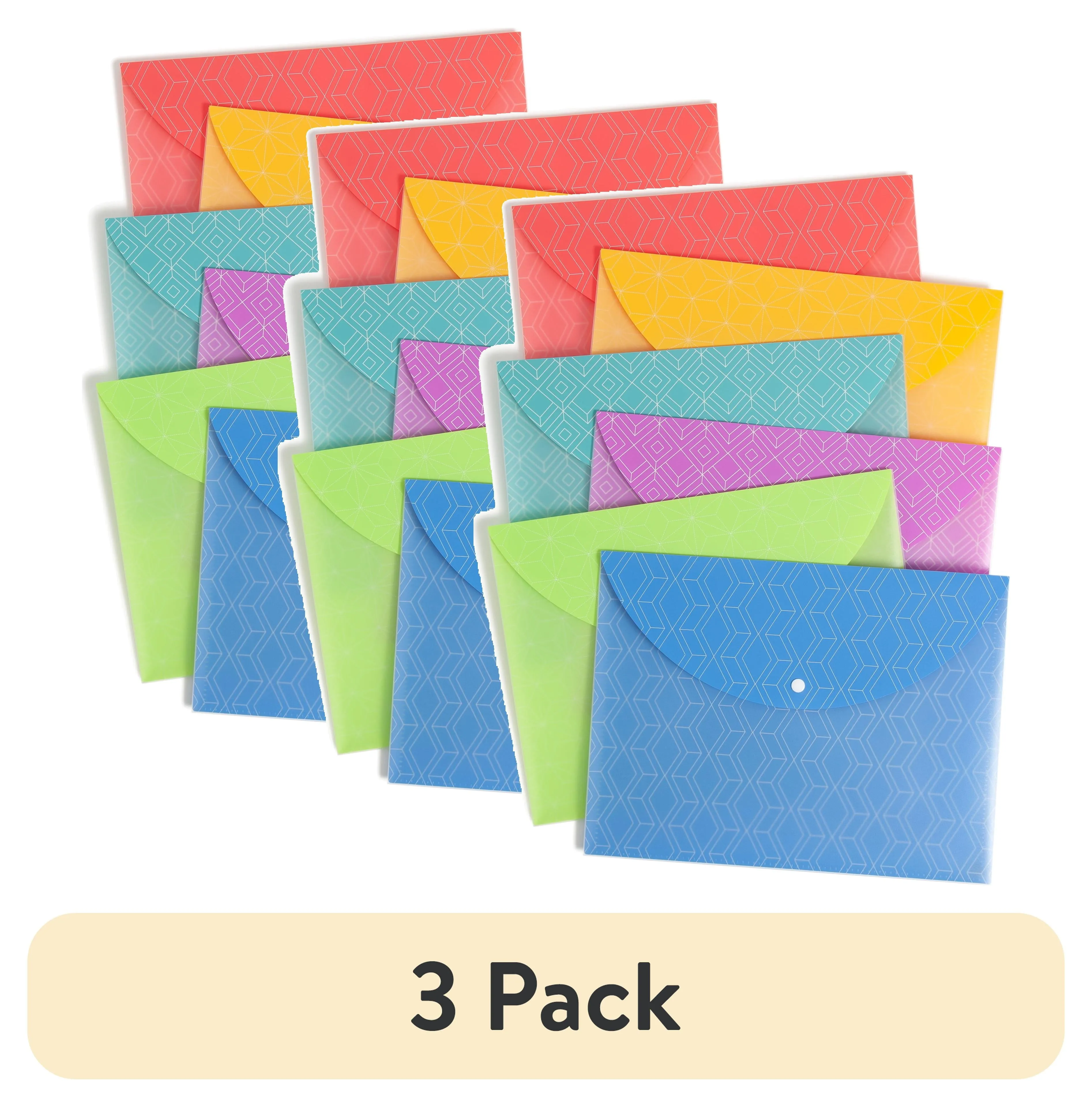 U Brands Single Pocket Poly Document Holders, 6 Count, Snap Closure, M