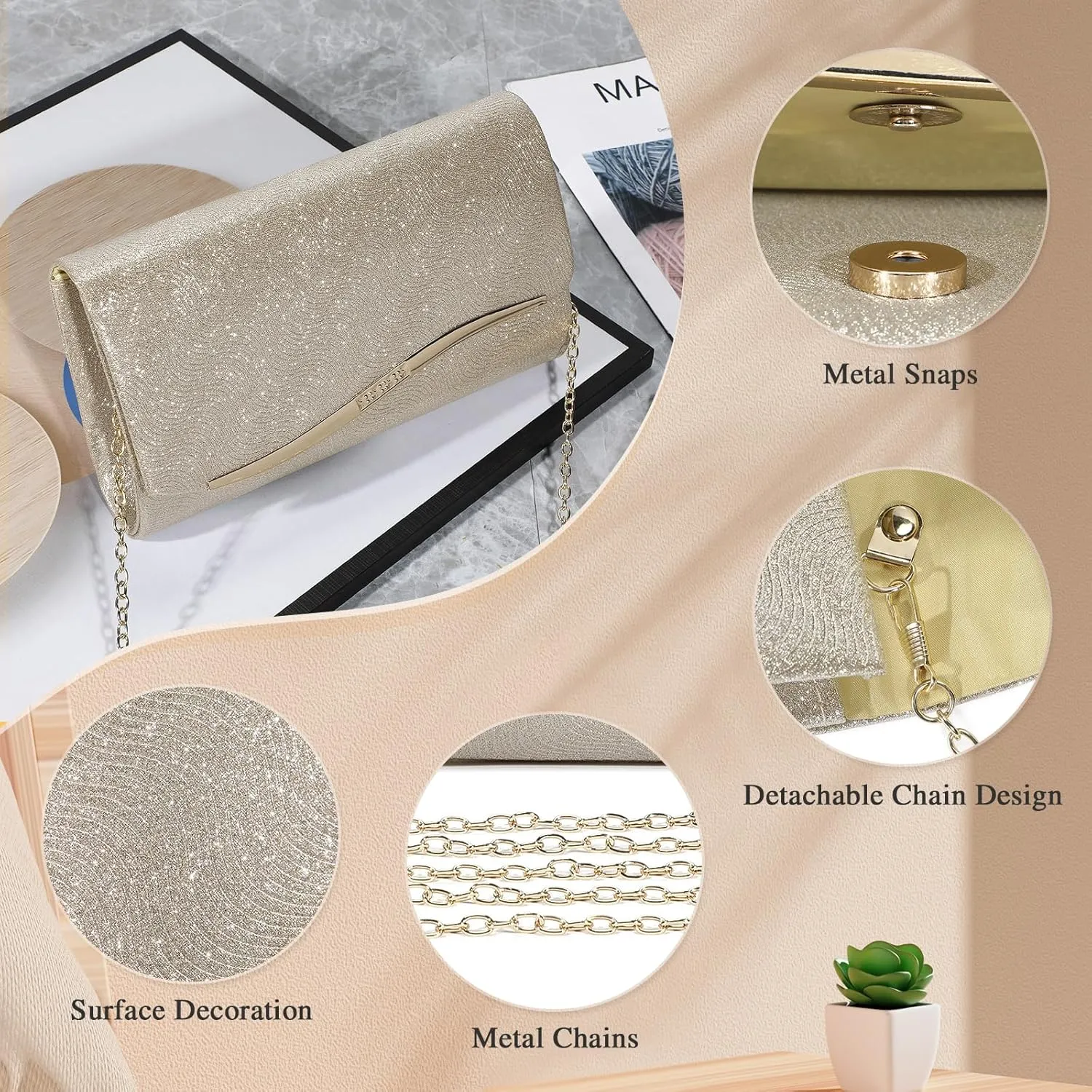 UBAYMAX Evening Bag Clutch Purses for Women Lady Girl Handbags Crossbody Bag Wedding Bag for Prom Party Wedding Engagement
