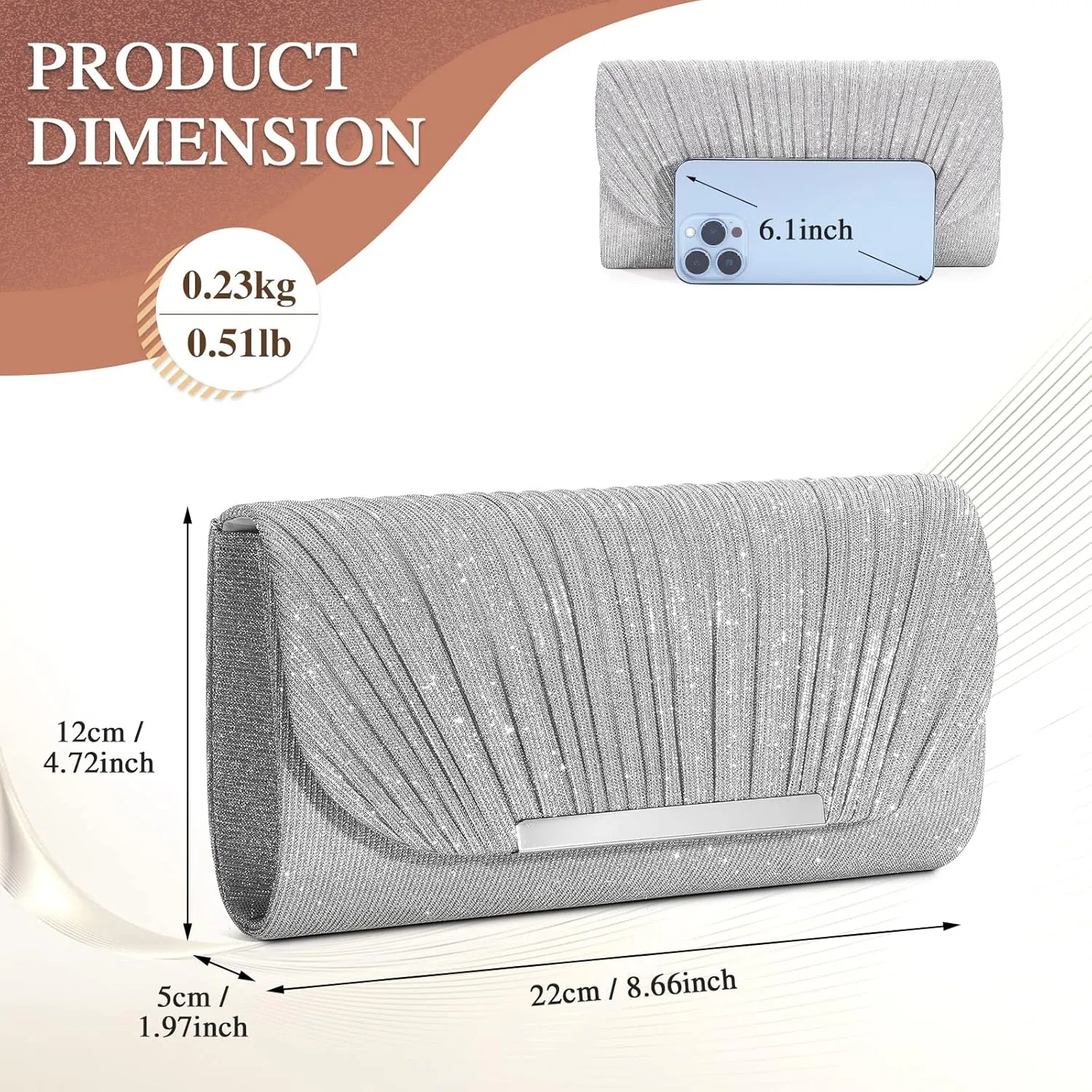 UBAYMAX Evening Bag Clutch Purses for Women Lady Girl Handbags Crossbody Bag Wedding Bag for Prom Party Wedding Engagement
