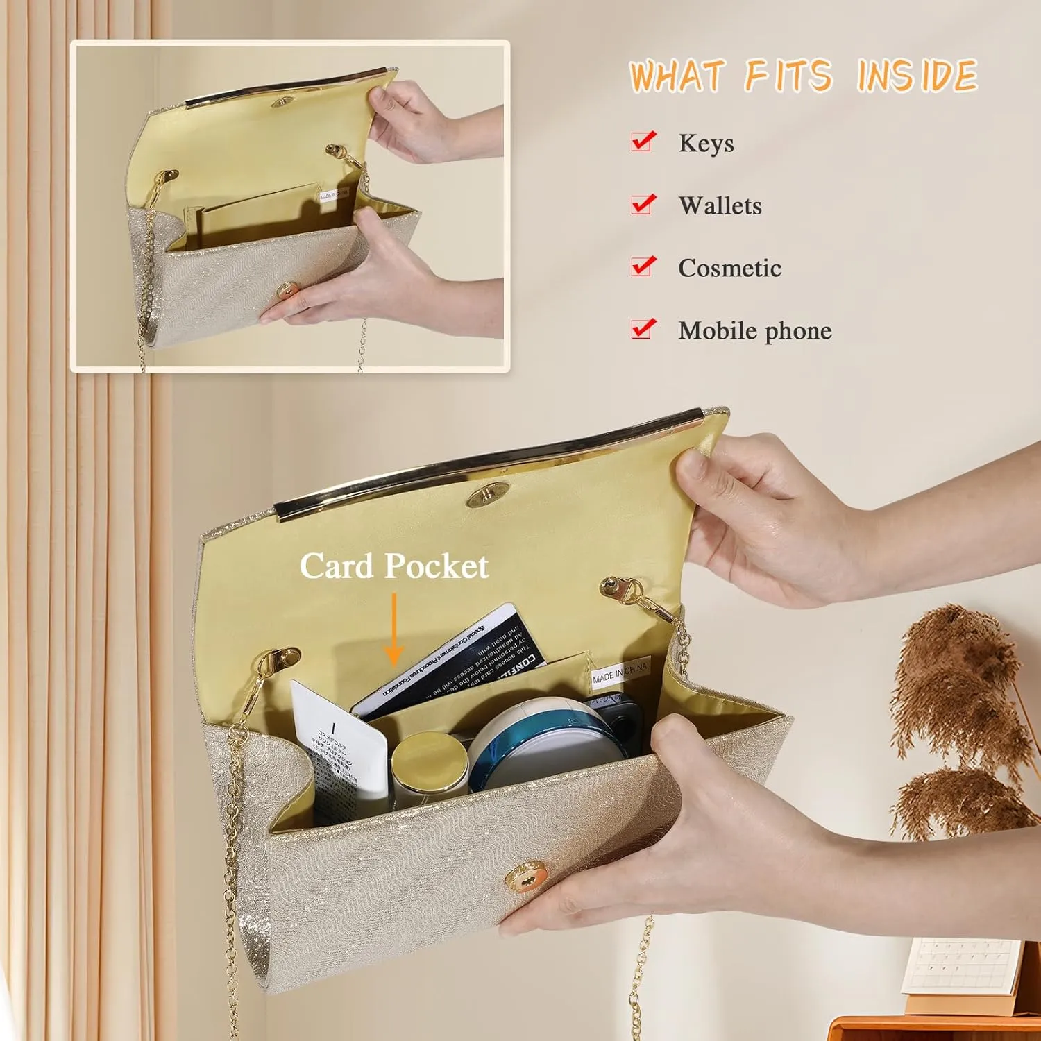 UBAYMAX Evening Bag Clutch Purses for Women Lady Girl Handbags Crossbody Bag Wedding Bag for Prom Party Wedding Engagement