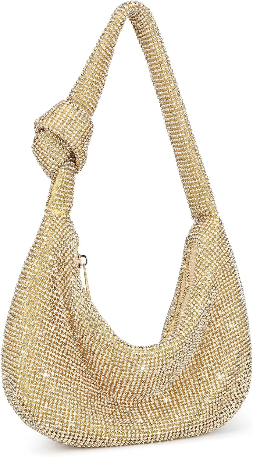 UBORSE Knotted Rhinestone Purse for Women Formal Evening Bag Wedding Clutch Purse Sparkly Prom Cocktail Party Handbag
