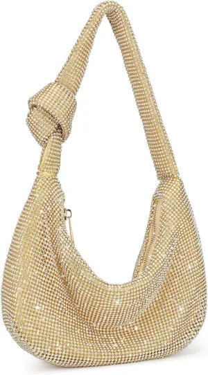 UBORSE Knotted Rhinestone Purse for Women Formal Evening Bag Wedding Clutch Purse Sparkly Prom Cocktail Party Handbag