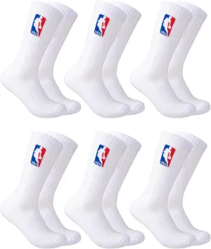 Ultra Game Men's NBA Official Athletic Cushioned Secure Fit Crew Socks-6 Pack