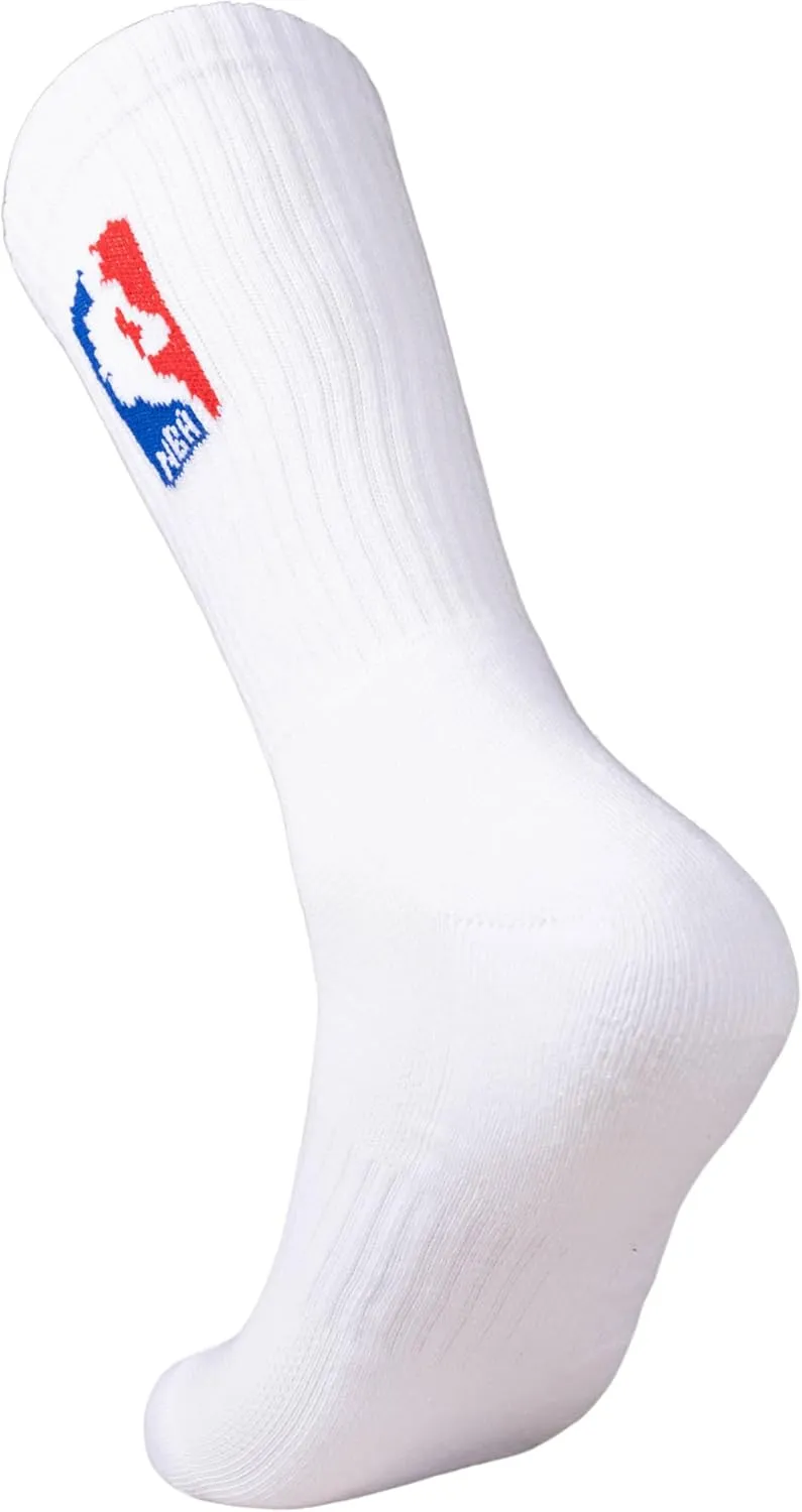 Ultra Game Men's NBA Official Athletic Cushioned Secure Fit Crew Socks-6 Pack