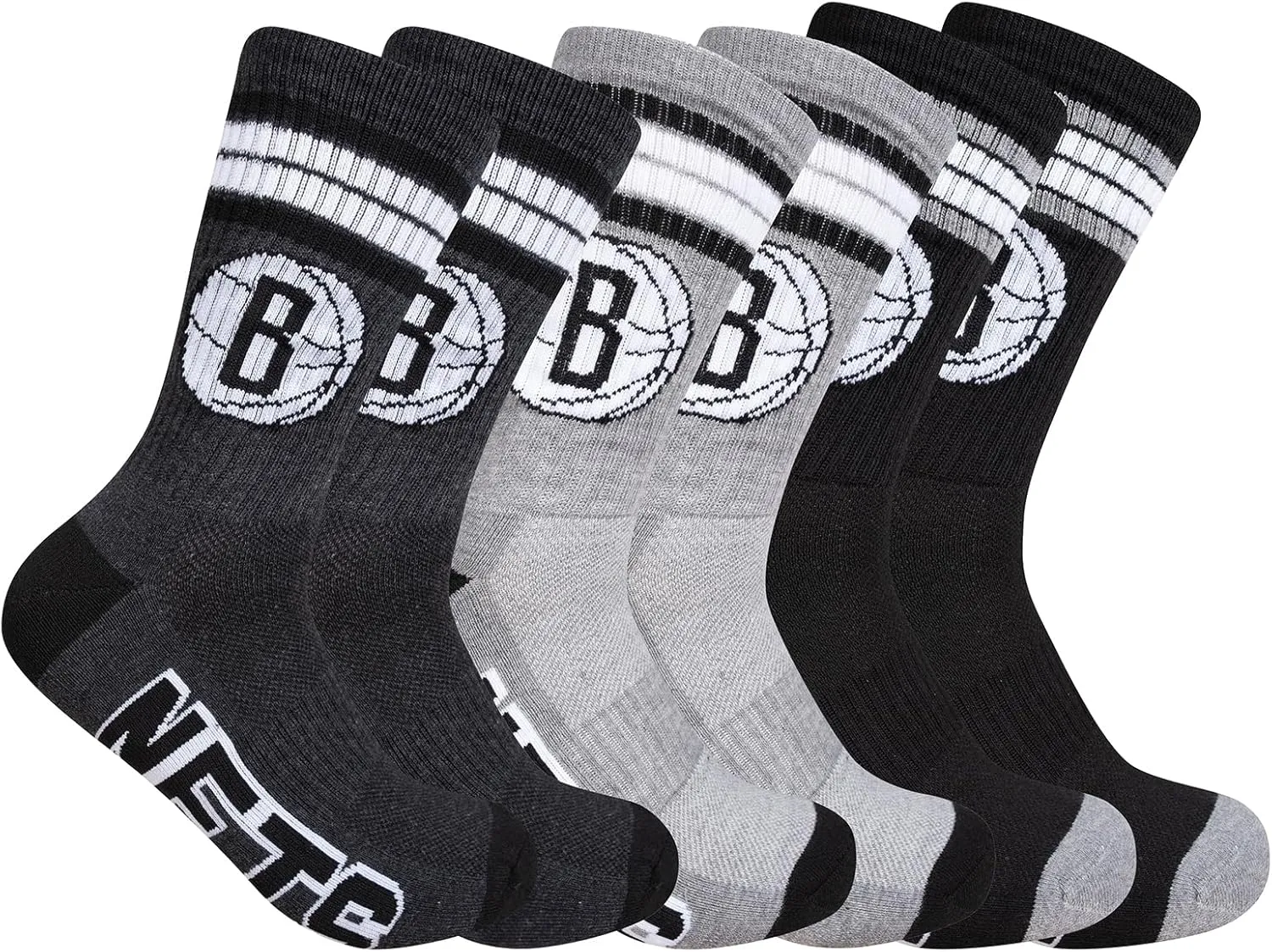 Ultra Game Men's NBA Official Athletic Cushioned Secure Fit Team Crew Socks-3 Pack