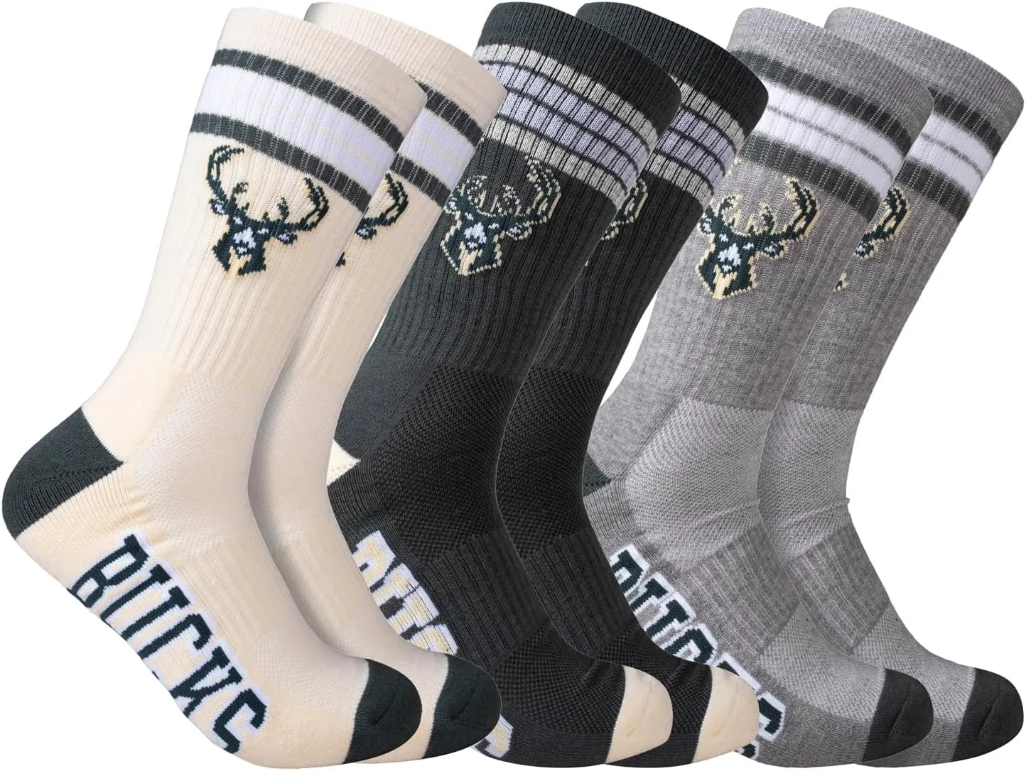 Ultra Game Men's NBA Official Athletic Cushioned Secure Fit Team Crew Socks-3 Pack