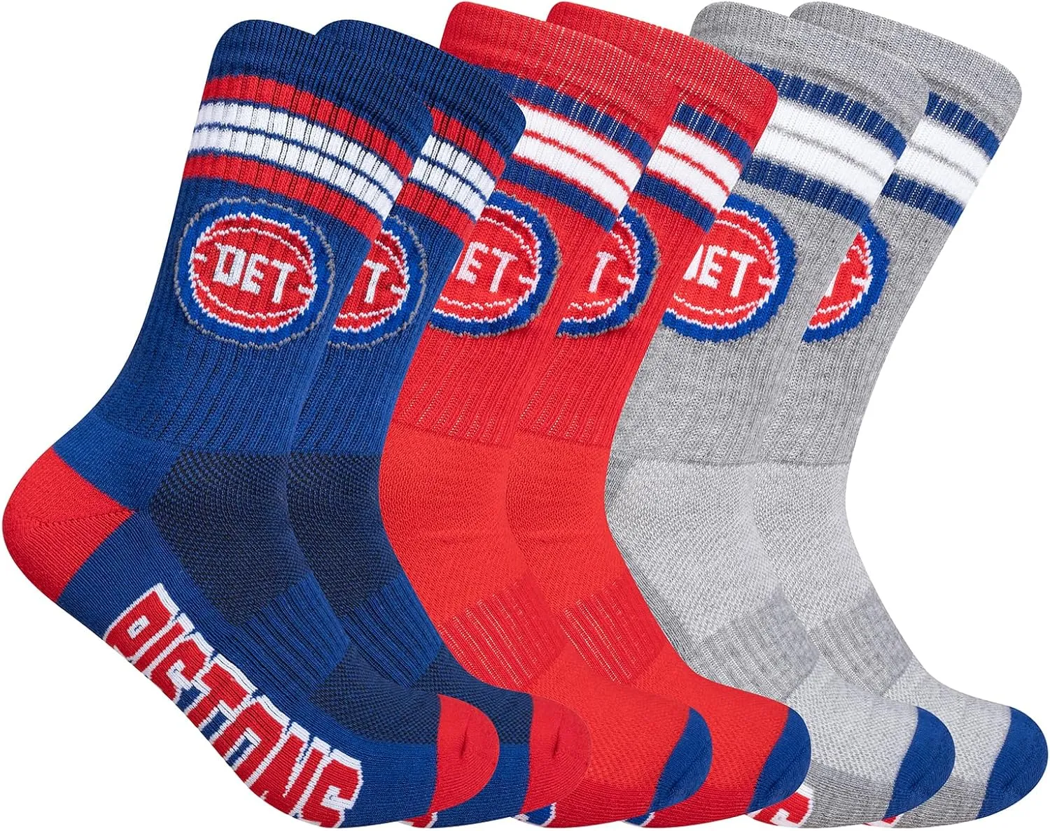 Ultra Game Men's NBA Official Athletic Cushioned Secure Fit Team Crew Socks-3 Pack
