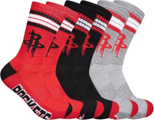 Ultra Game Men's NBA Official Athletic Cushioned Secure Fit Team Crew Socks-3 Pack